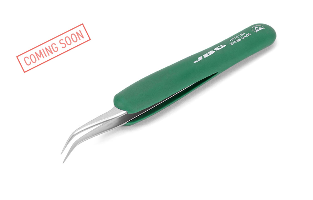 HPTR-7SA - High-Precision Tweezers With Rubber Grip and Very Fine-Curved Tip